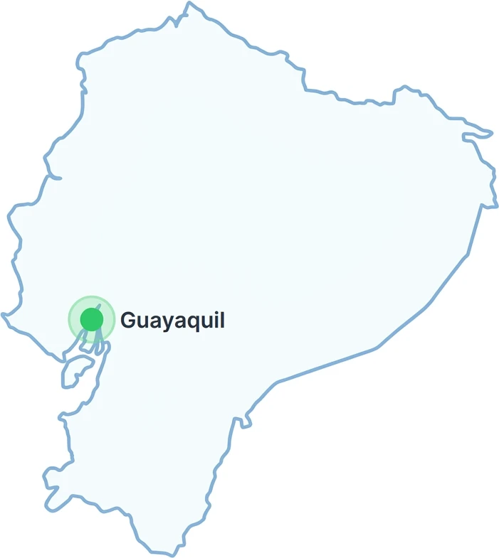 Mapa de Ecuador señalando Guayaquil