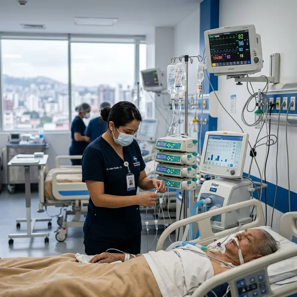 Monitores y ventilador en UCI