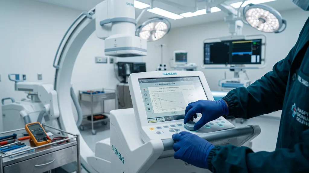 Arco en C en quirófano durante procedimiento médico